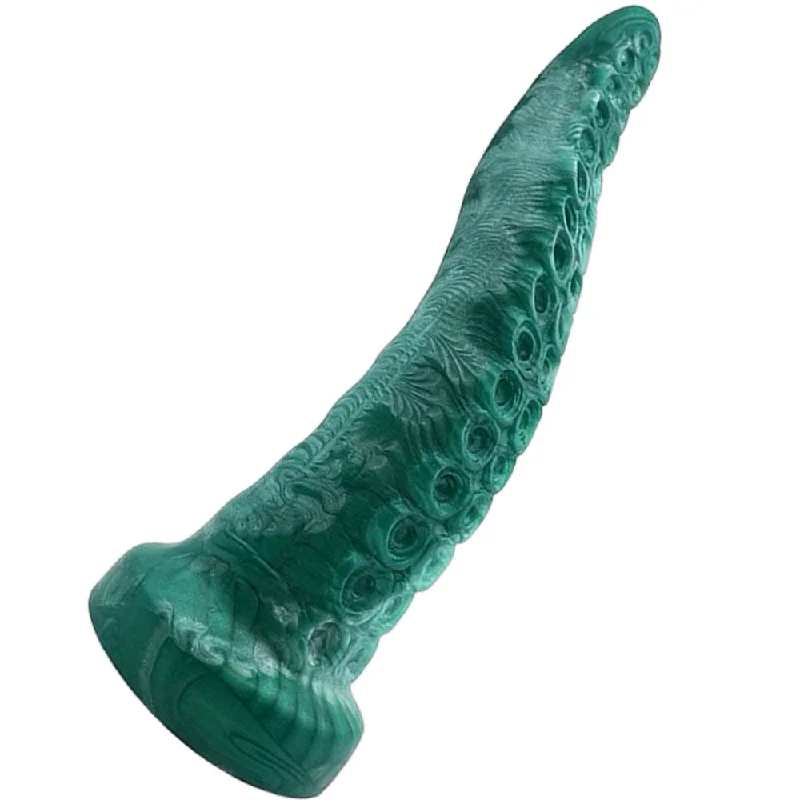 7" Teuthida - Small - Silicone Tentacle Dildo - Pearl Green to Emerald Green