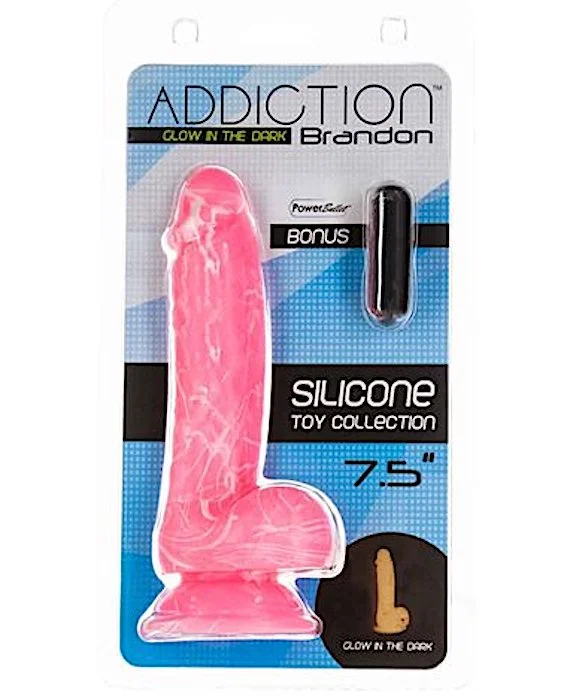 Addiction ''Brandon'' 7.5" Glow Dildo -Pink