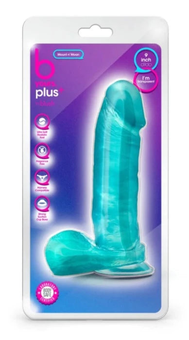 B Yours Plus ''Mount n’ Moan'' 9 Inch Ballsy Dildo -Teal