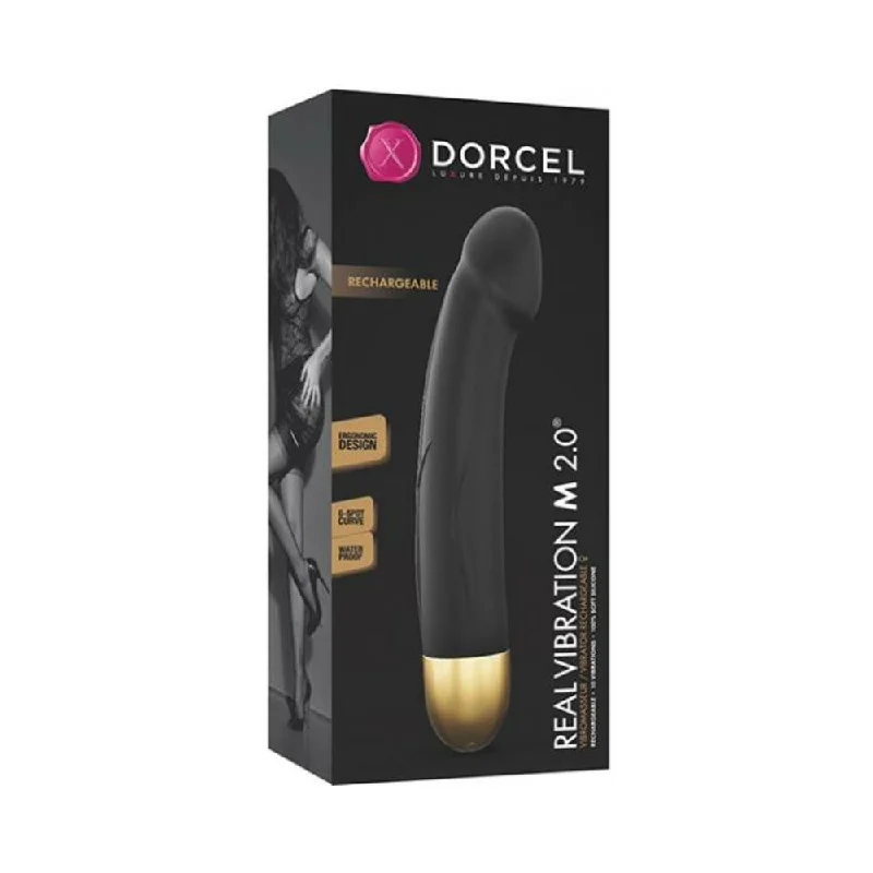 Dorcel Real Vibration M 8.6" Rechargeable Vibrator 2.0 - Black/gold