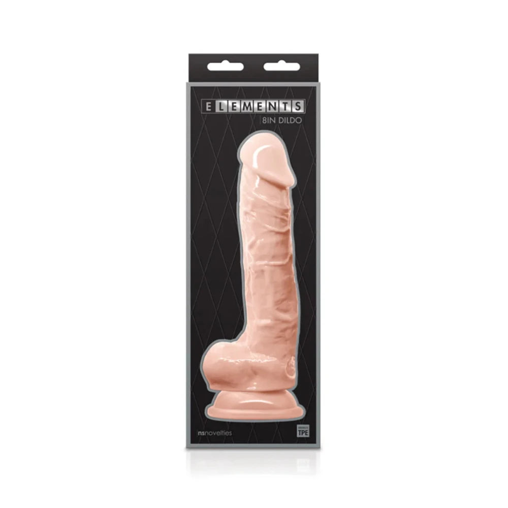 Elements 8 inch Dildo w/Balls White