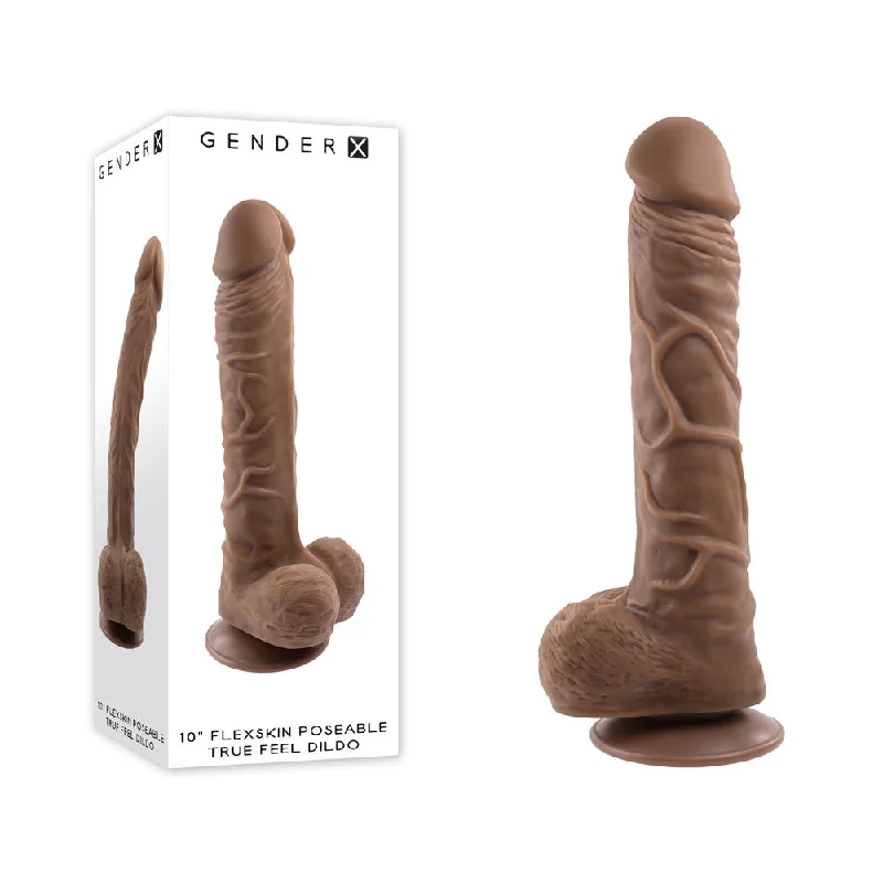 Gender X 10'' FLEXSKIN POSEABLE TRUE FEEL DILDO - Dark