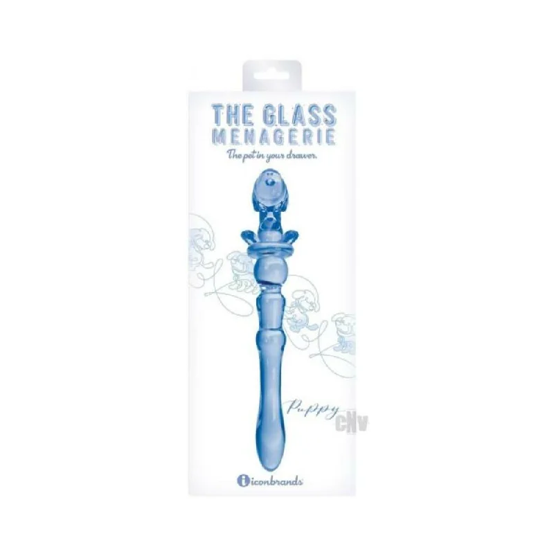 Glass Menagerie Puppy Glass Dildo - Dark Blue