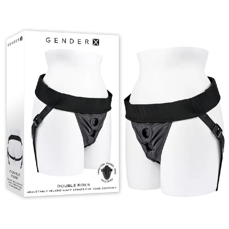 Gender X DOUBLE RIDER - Black Adjustable Strap-On Harness (No Probe Included)