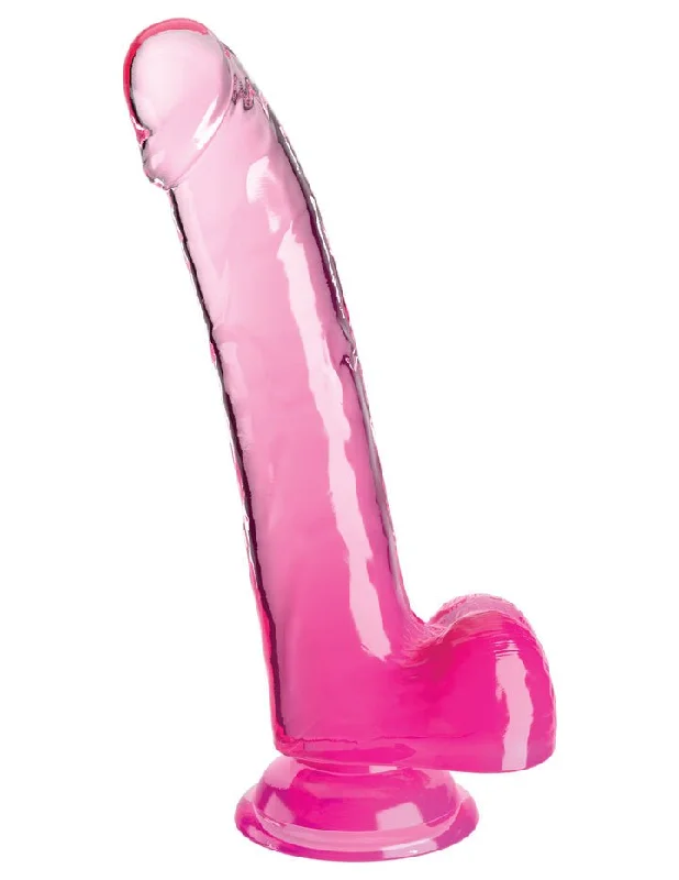 King Cock Clear With Balls 9in Pink