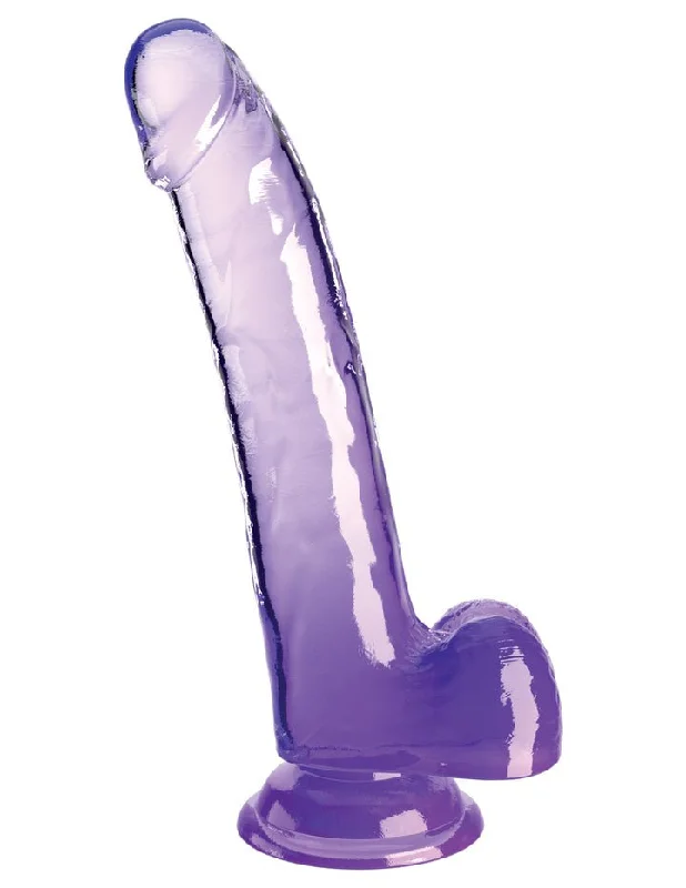 King Cock Clear With Balls 9in Purple