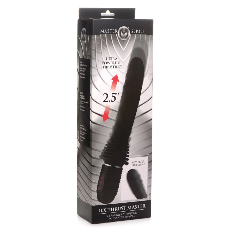 Master Series 10X Thrust Master Vibrating And Thrusting Dildo With Handle