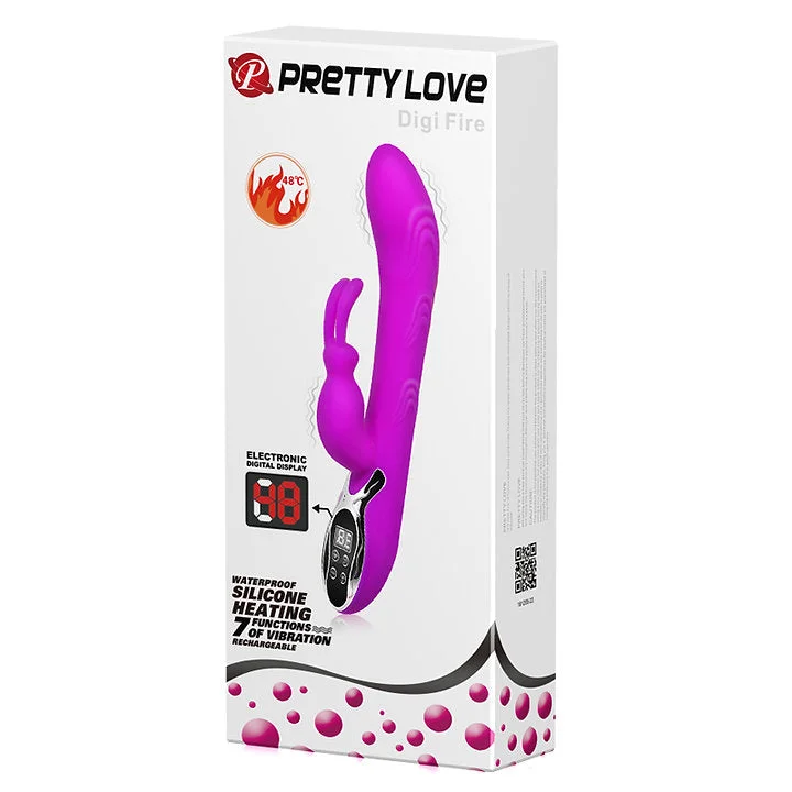 PrettyLove Digi Fire Rabbit Vibrator with Heating & Temperature Display🔥