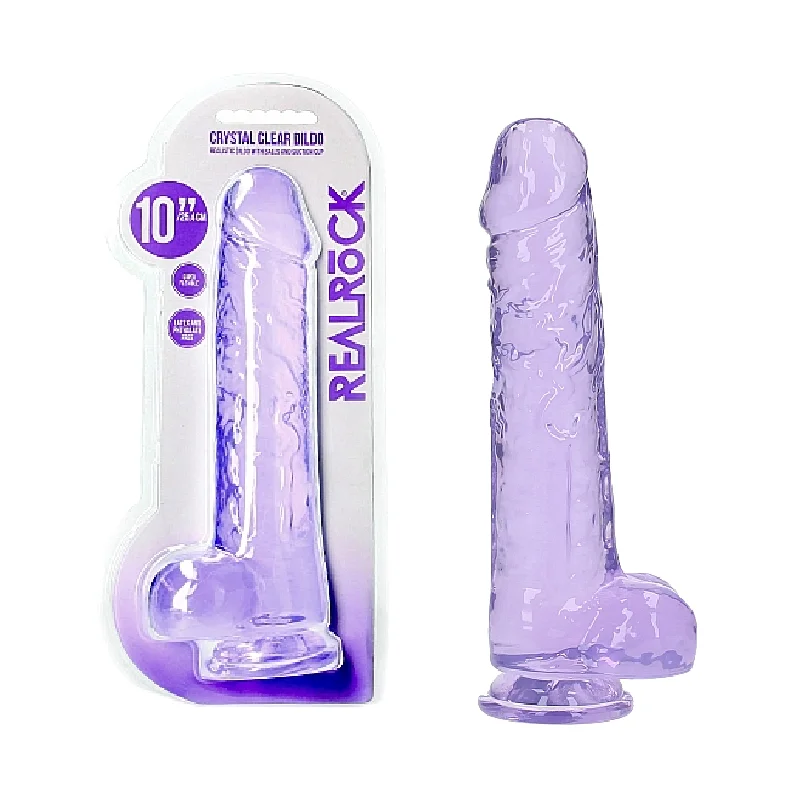 Realistic Dildo With Balls 10" - Purple