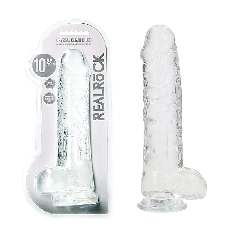 Realistic Dildo With Balls 10" - Transparent