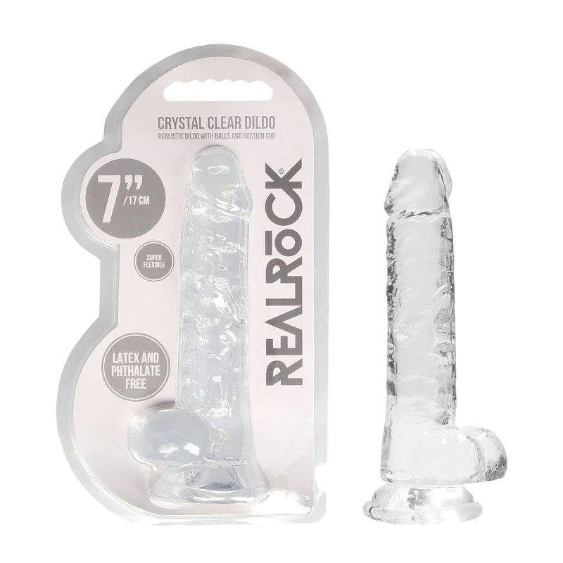 RealRock 7'' Realistic Dildo With Balls - Clear Dong