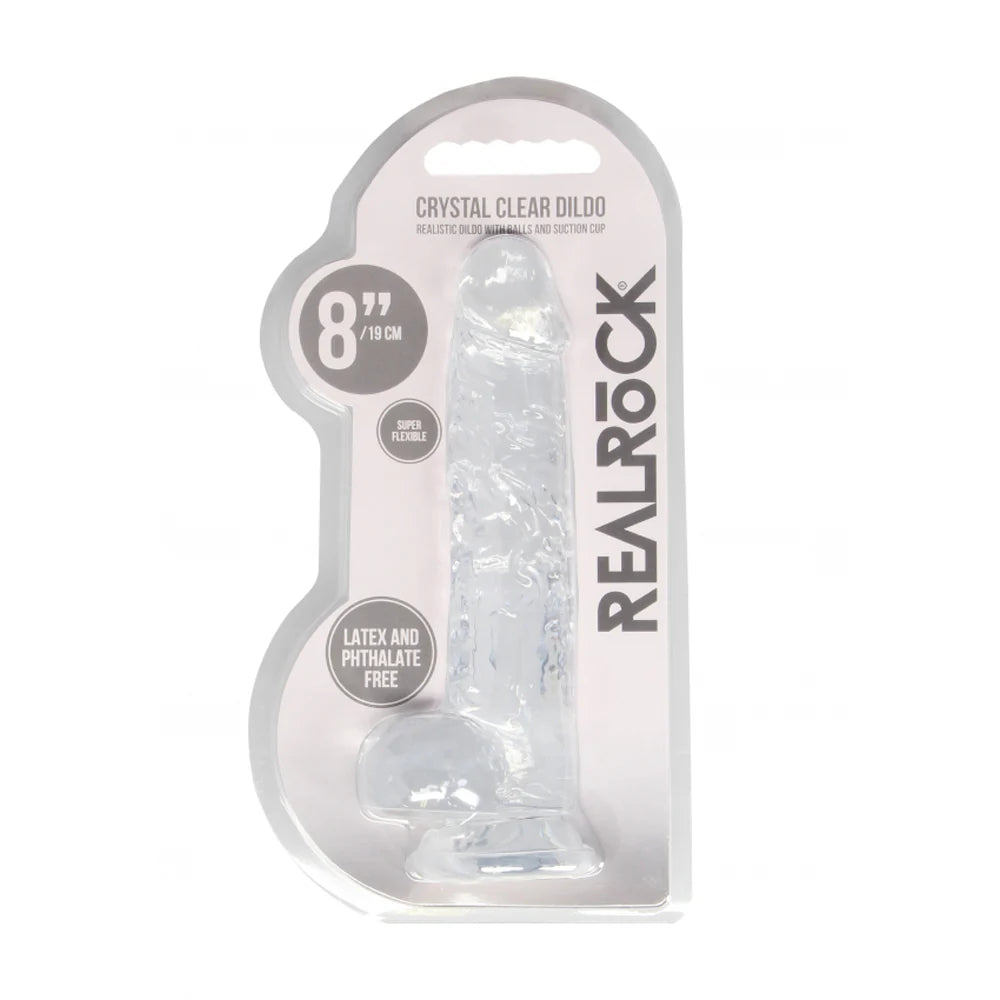 Real Rock 8" Realistic Dildo w/ Balls -Clear