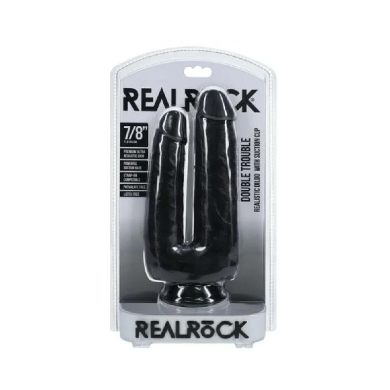 Realrock Double Trouble 7 In. / 8 In. Dildo Black