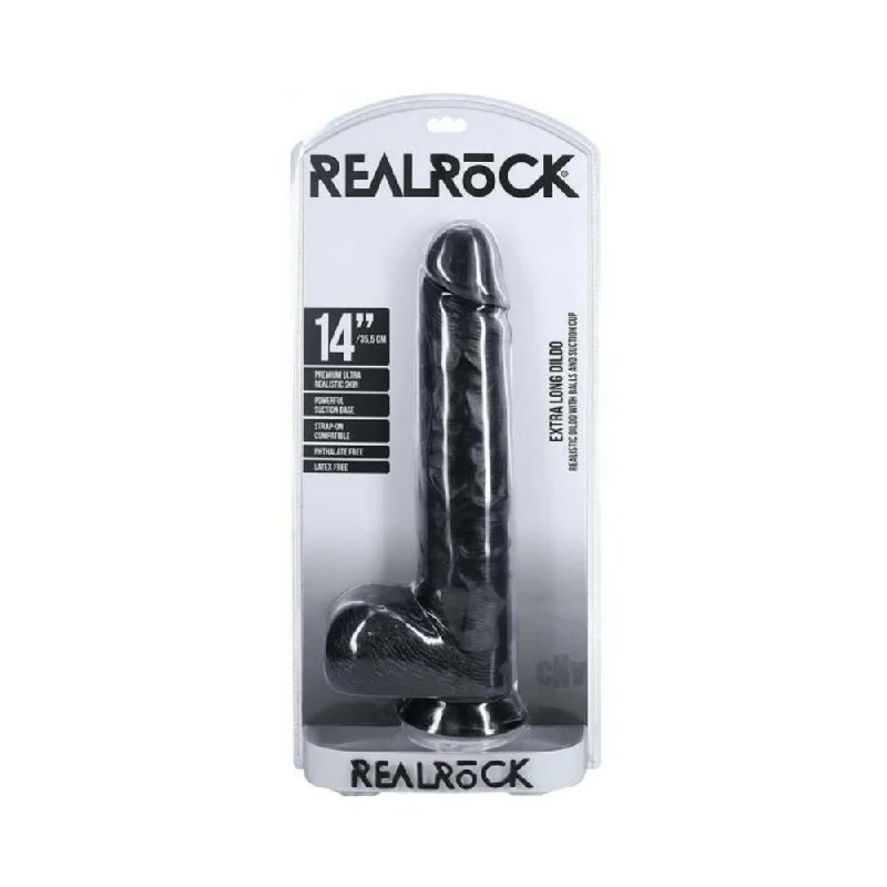 Realrock Extra Long 14 In. Dildo With Balls Black