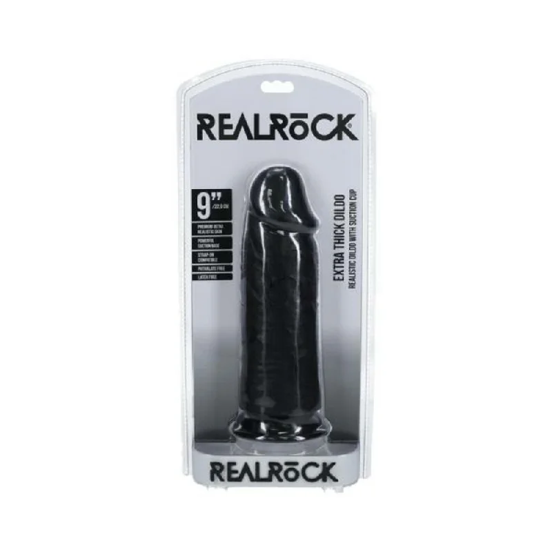 Realrock Extra Thick 9 In. Dildo Black