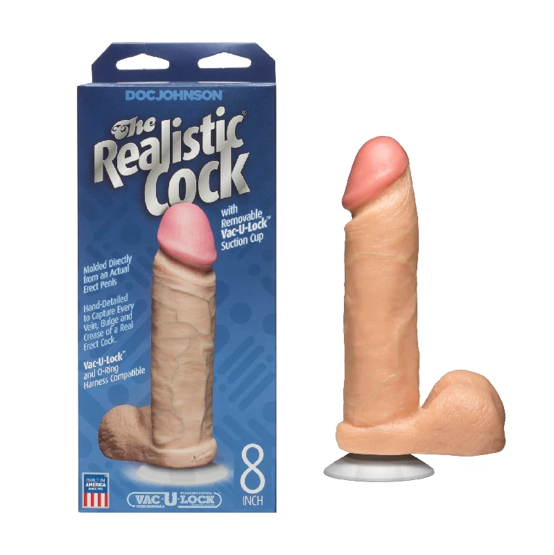 The Realistic Cock - With Removable Vac-U-Lock Suction Cup - 8 Inch - Vanilla