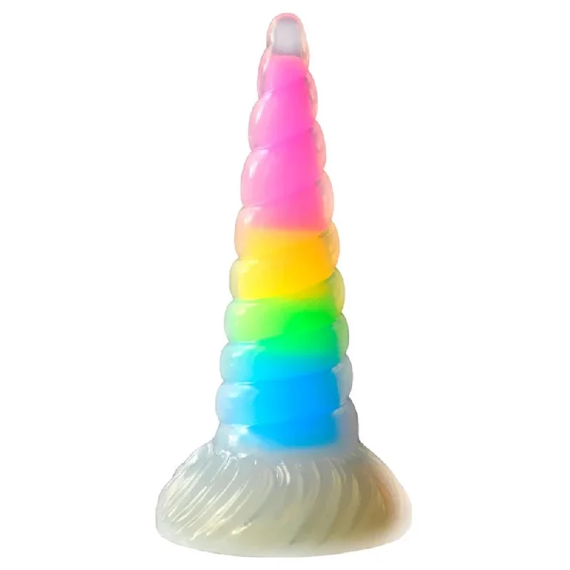 Uni-Glow Horn Rainbow Glow in the Dark Silicone Dildo