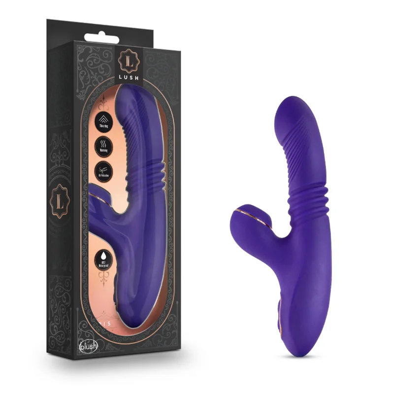 Blush Lush Iris Rechargeable Silicone Thrusting Air Pulse Dual Stimulation Vibrator Purple