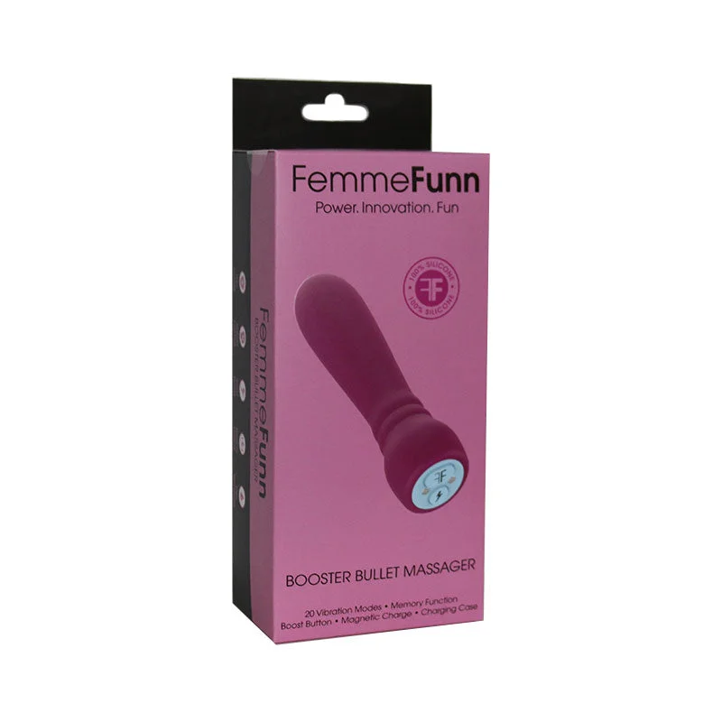 FemmeFunn Booster Bullet Massager Rechargeable Silicone Vibrator Fuchsia