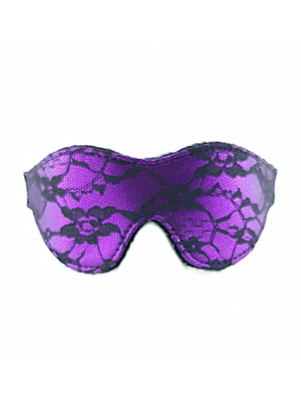 Luxe Outlet Fur Lined Lace Blindfold Purple