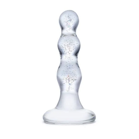 Glas 4Inch Triple Play Beaded Butt Plug Clear