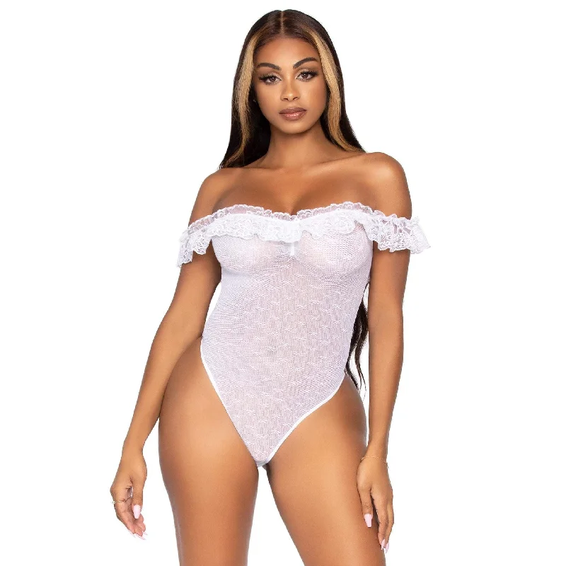 Lace Ruffle Snap Crotch Teddy