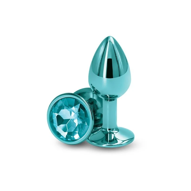 NS Novelties Rear Assets Round Jewelled Butt Plug - Small - Teal