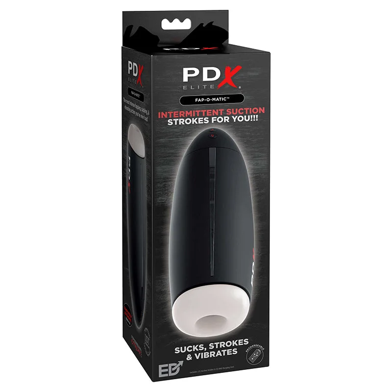 PDX Elite Fap-O-Matic Rechargeable Vibrating Suction Stroker White/Black