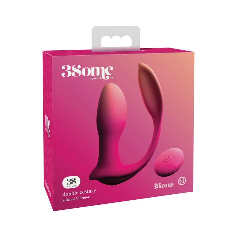 Pipedream 3Some Double Ecstasy Dual Stimulation Silicone Vibrator Red