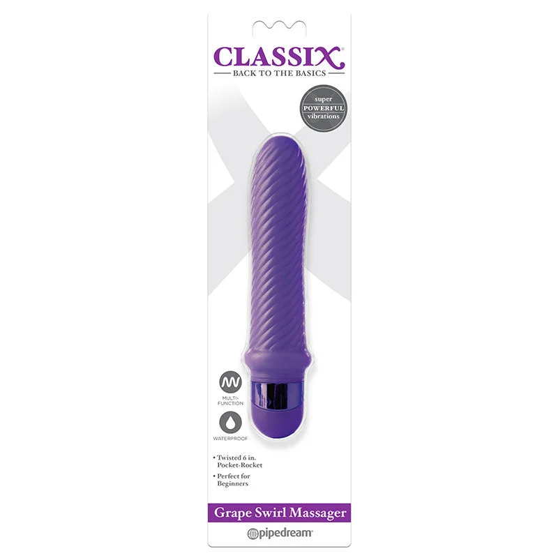 Pipedream Classix Grape Swirl Massager 6 in. Vibrator Purple