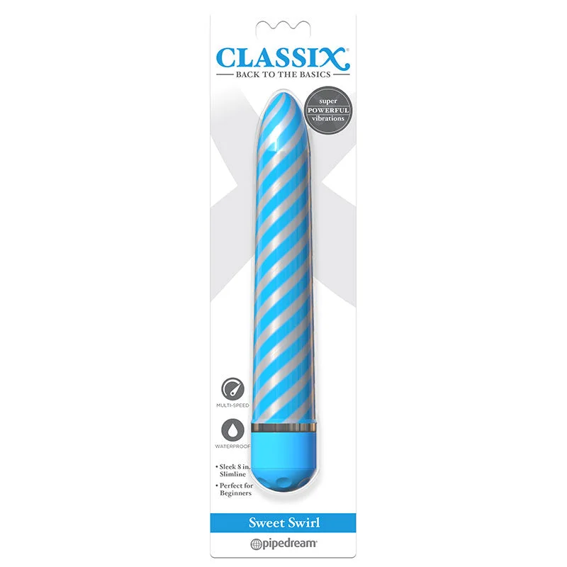 Pipedream Classix Sweet Swirl 8 in. Slimline Vibrator Blue