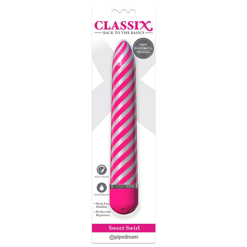 Pipedream Classix Sweet Swirl 8 in. Slimline Vibrator Pink