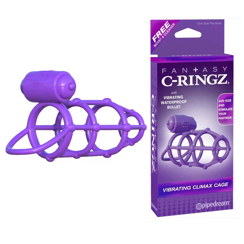 Pipedream Fantasy C-Ringz Vibrating Climax Cage Cock Sheath Purple