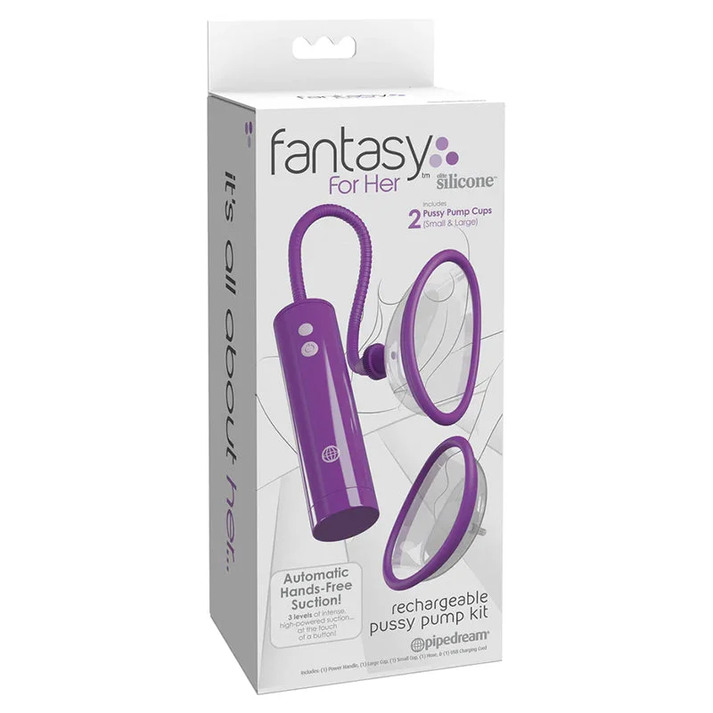 Pipedream Fantasy For Her Rechargeable Pussy Pump Kit Silicone Purple