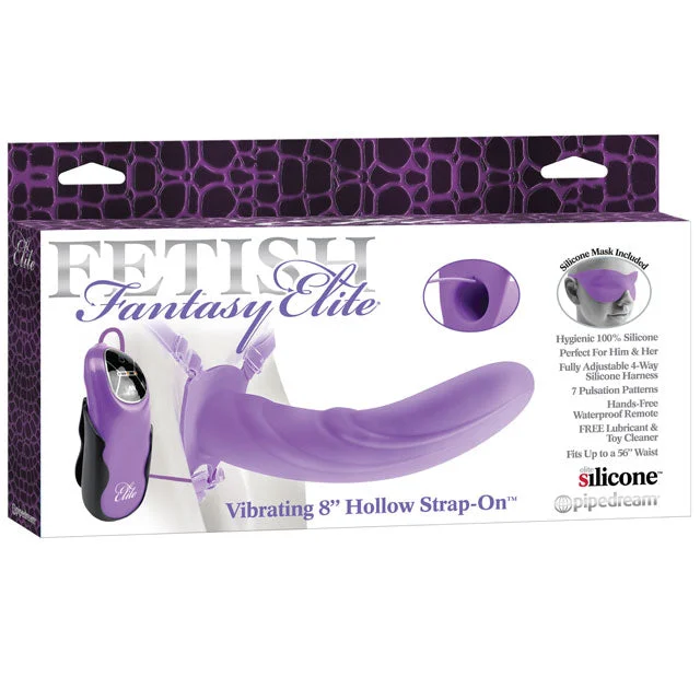 Pipedream Fetish Fantasy Elite Vibrating 8 in. Silicone Hollow Strap-On Purple