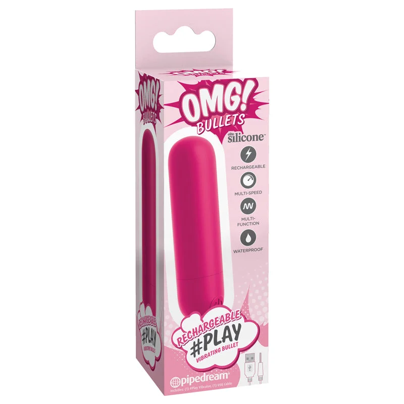 Pipedream OMG! Bullets #Play Rechargeable Silicone Vibrating Bullet Fuchsia