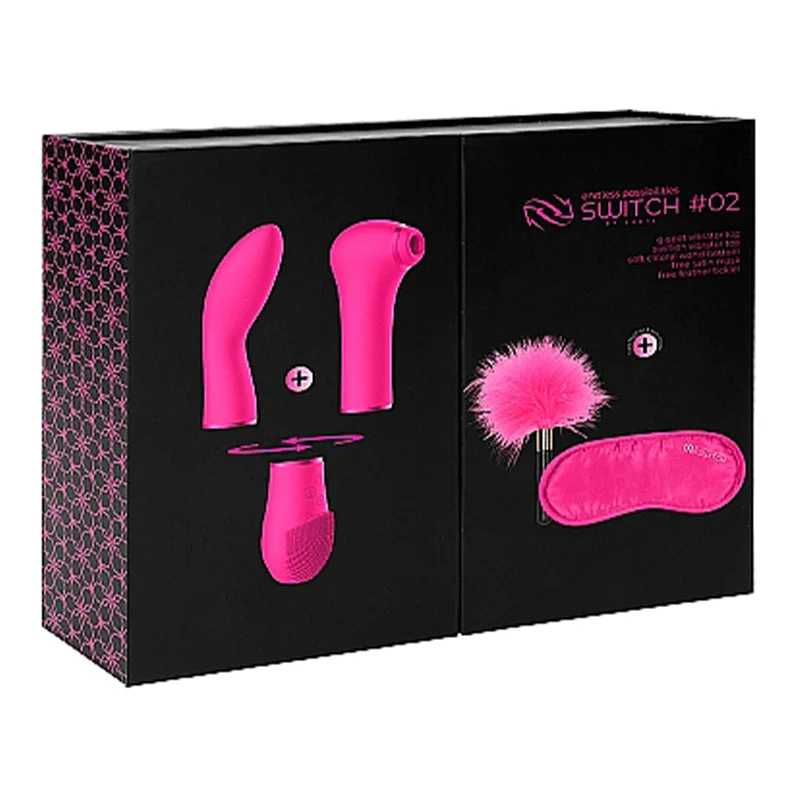 Shots Switch Pleasure Kit #2 5-Piece Silicone Vibrator Kit With Interchangeable Attachments & Accessories Pink