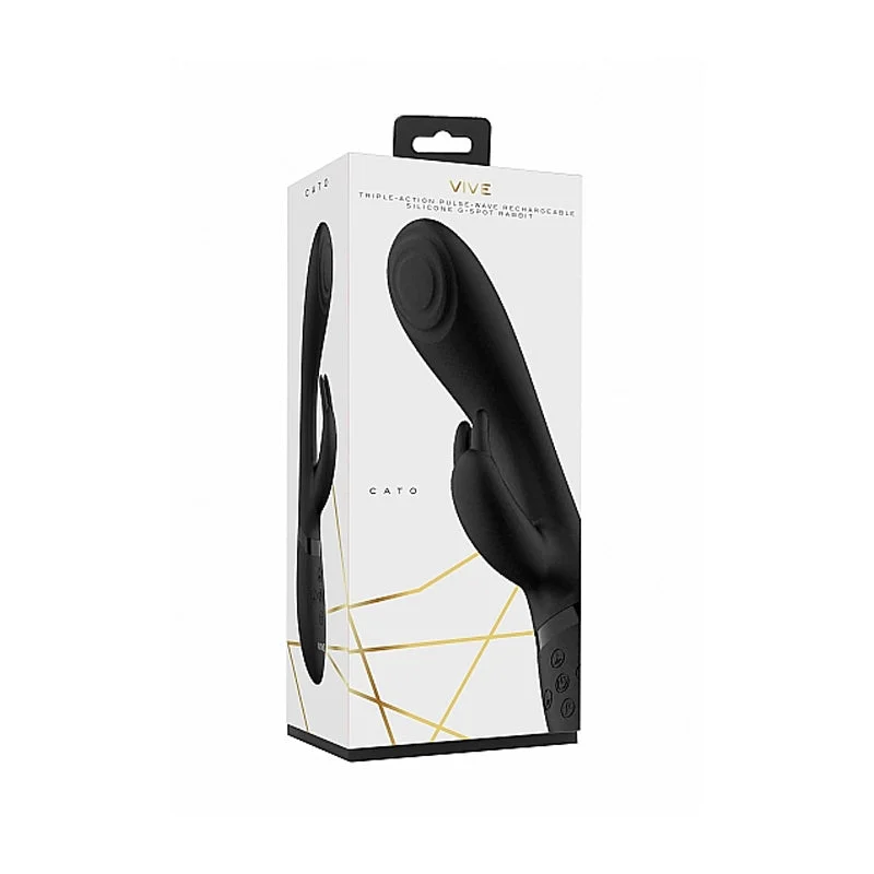 VIVE CATO Rechargeable Pulse-Wave Silicone Rabbit Vibrator Black