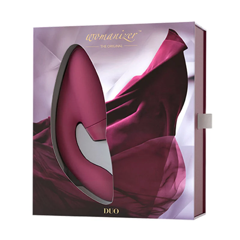 Womanizer Duo Rechargeable Silicone Pleasure Air Dual Stimulation Vibrator Bordeaux