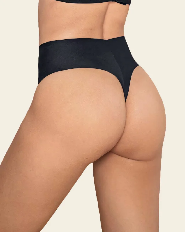 High-Waisted Invisible Microfiber Thong Panty