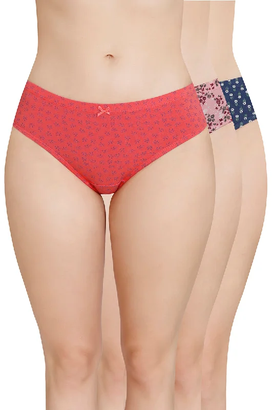 Inner Elastic Printed Mid Rise Bikini Panty (Pack of 3)