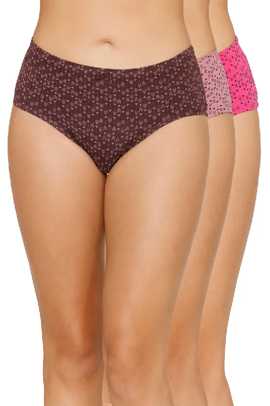 Inner Elastic Printed Mid Rise Hipster Panty (Pack of 3)